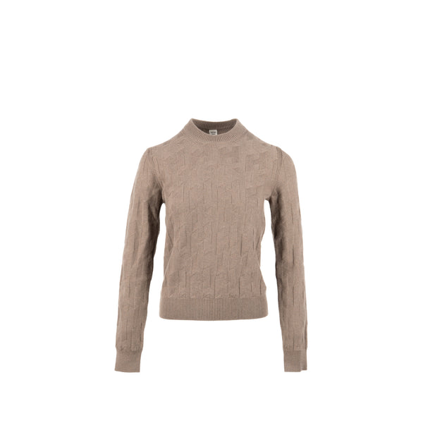 Hermes Size 38 H Long-sleeve Sweater Virgin Wool Gris Etoupe