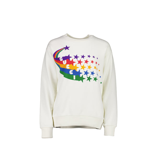 Gucci Size XXS Shooting Star Print Cotton Sweatshirt White