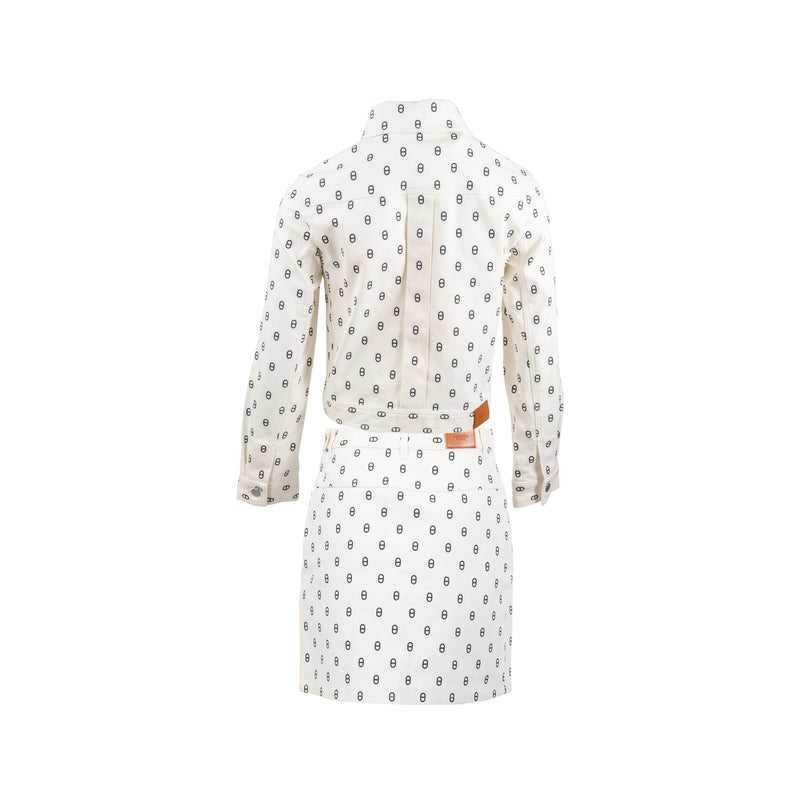 Hermes size 36 chaine D’ancre denim jacket/skirt cotton white/black SHW (sell in a set)