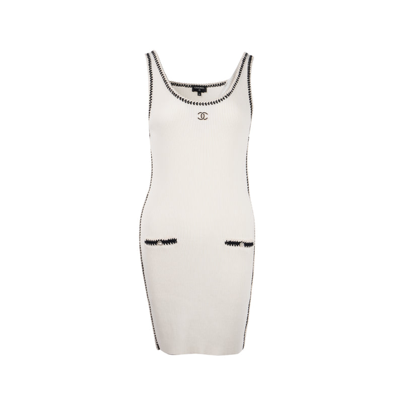 Chanel Size 36 Mini Dress Silk/Cotton White/Black