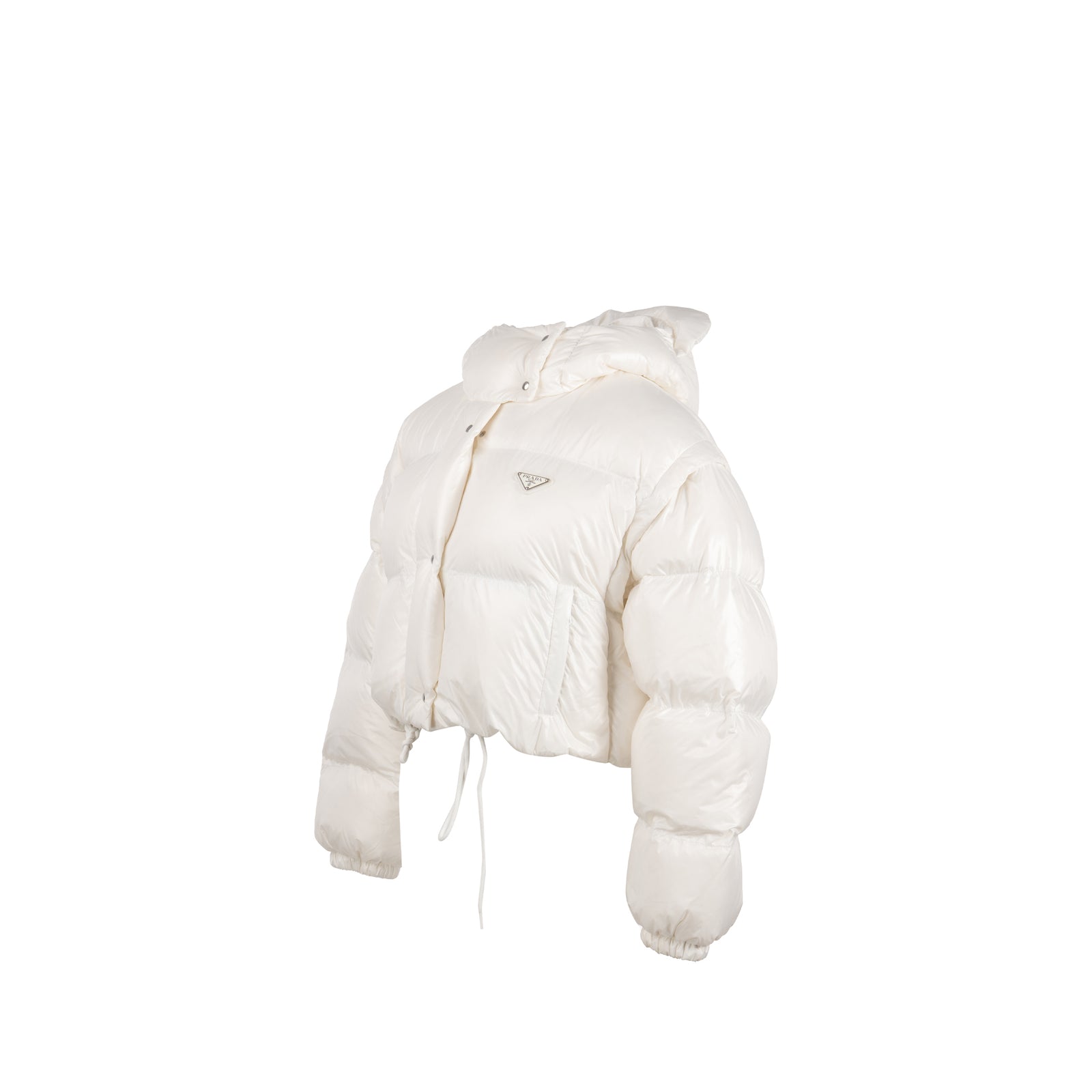 Prada size 40 Re-Nylon cropped down jacket white