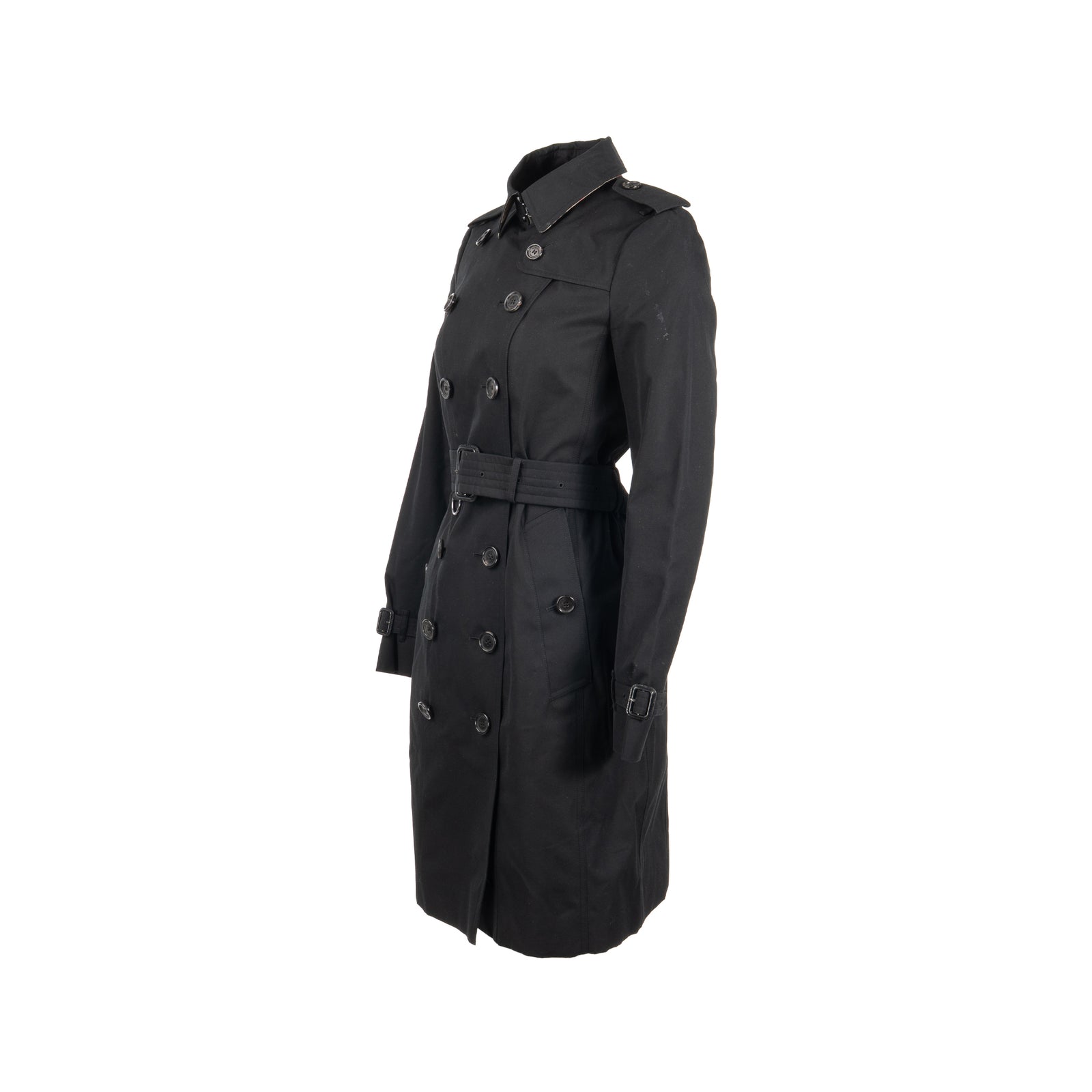 Burberry Size UK6 Sandringham Long Trench Coat Cotton Black SHW