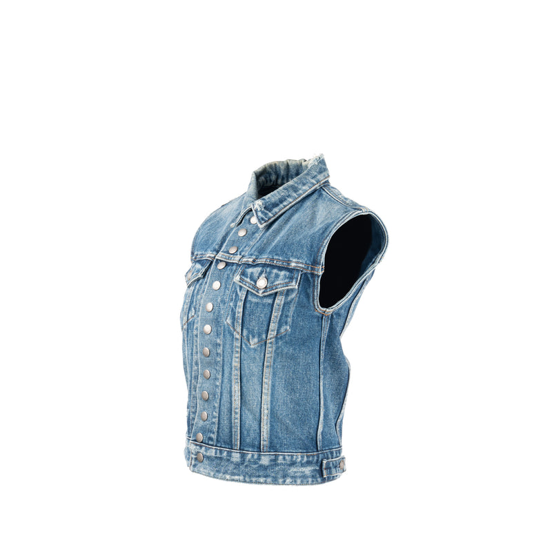 Saint Laurent Size XS Sleeveless Denim Vest Cotton Blue