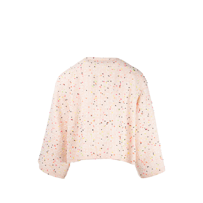 Chanel Size 34 Jacket Cotton Tweed Pink/White/Multicolour