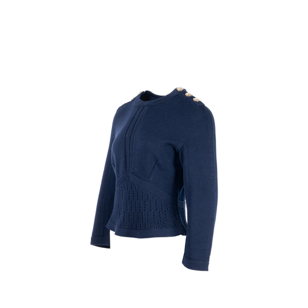 Chanel size 38 21C pullover knit sweater navy blue