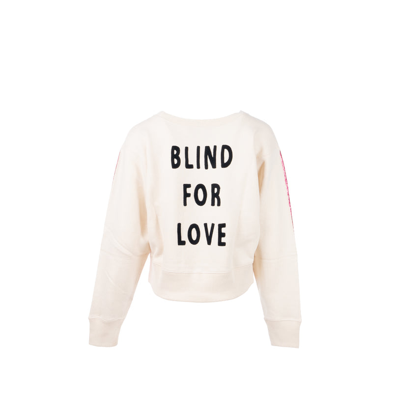 Gucci Size S Gucci Print and Blind for Love Embroidered Sweatshirt Cotton Metallic Dark Pink/White