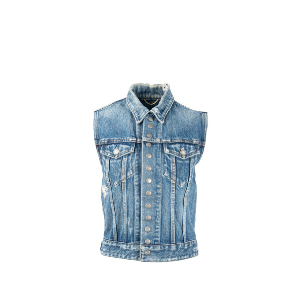 Saint Laurent Size XS Sleeveless Denim Vest Cotton Blue