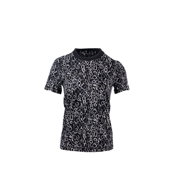 Hermes Size 36 Do Re Boucles J T-Shirt Black/Multicolour