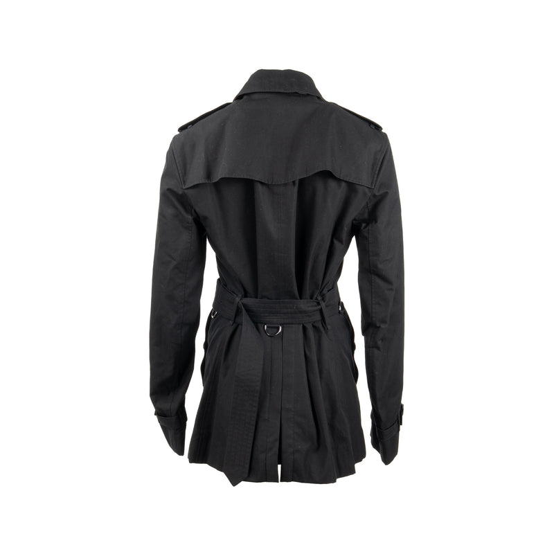 Burberry Size 48 Sandringham Short Trench Coat Cotton Black SHW