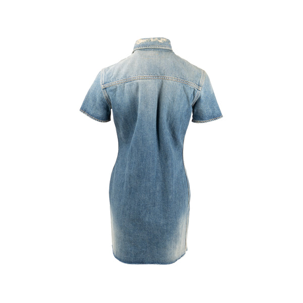 Saint Laurent Size S Stonewashed Denim Mini Dress Denim Blue