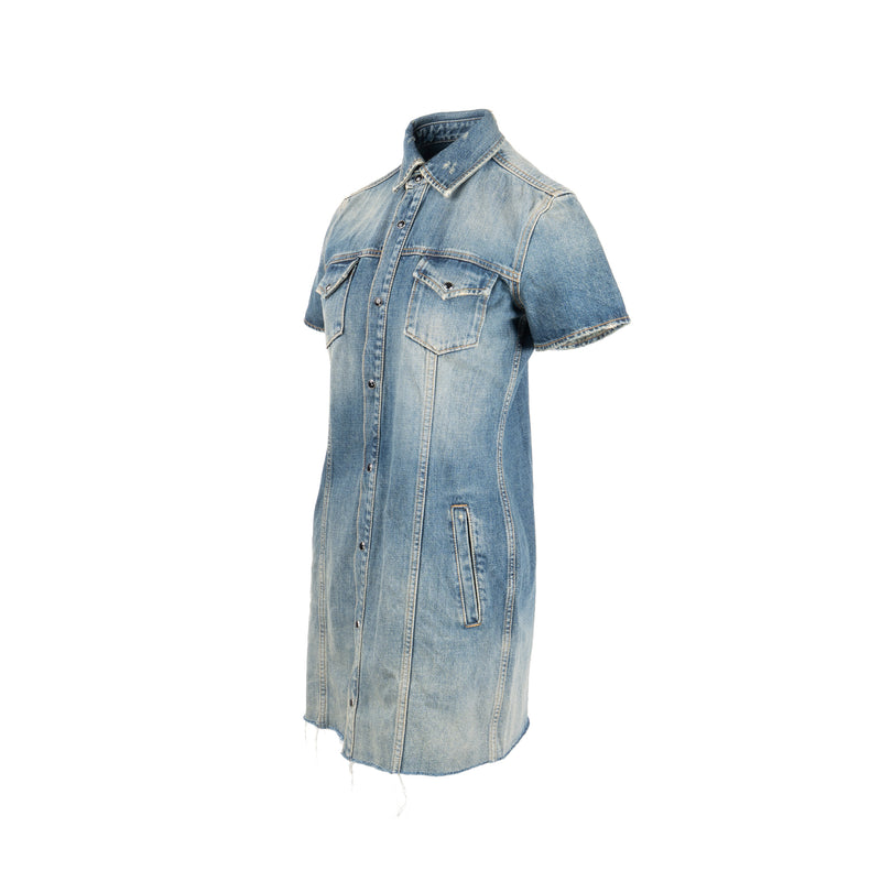 Saint Laurent Size S Stonewashed Denim Mini Dress Denim Blue