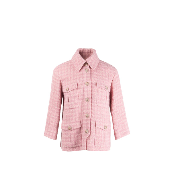 Chanel Size 34 19B Detailed Button Jacket Wool Pink