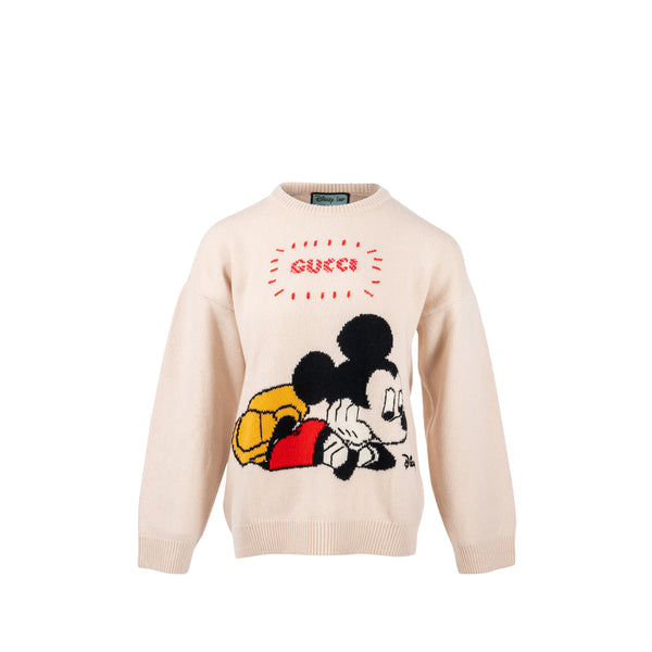 Gucci Size S Disney Limited Edition Mickey Mouse Sweater Wool Light Pink