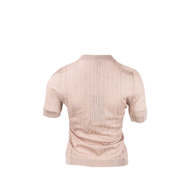 Fendi Size 38 Knit Short-sleeve Viscose Beige