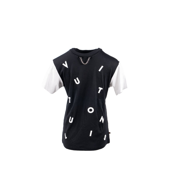 Louis Vuitton Size S Color Block Logo Embroidered Cotton Black/White