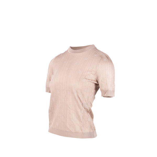 Fendi Size 38 Knit Short-sleeve Viscose Beige