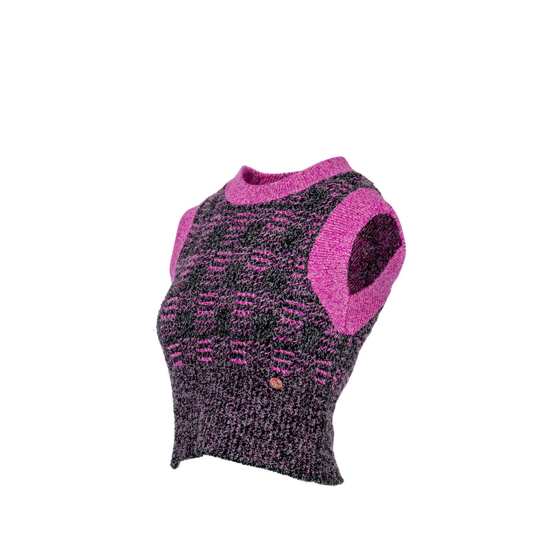 Chanel Size 34 Knitted Vest Cashmere /Wool Purple /Multicolour