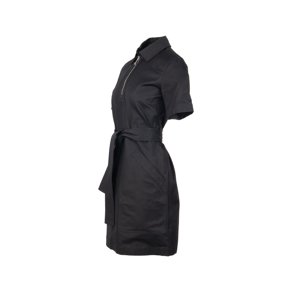 Hermes Size 34 Robe Ceinturee Dress Cotton/Elastane Black SHW