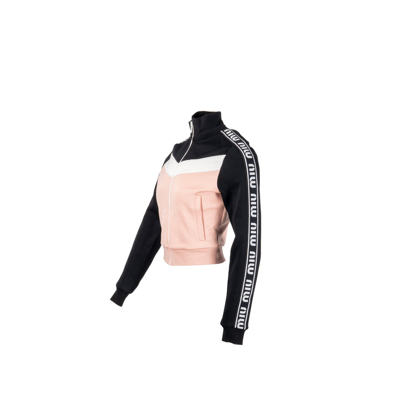 Miu Miu Size XS Short Jacket Cotton/Polyamide Black/White/Pink