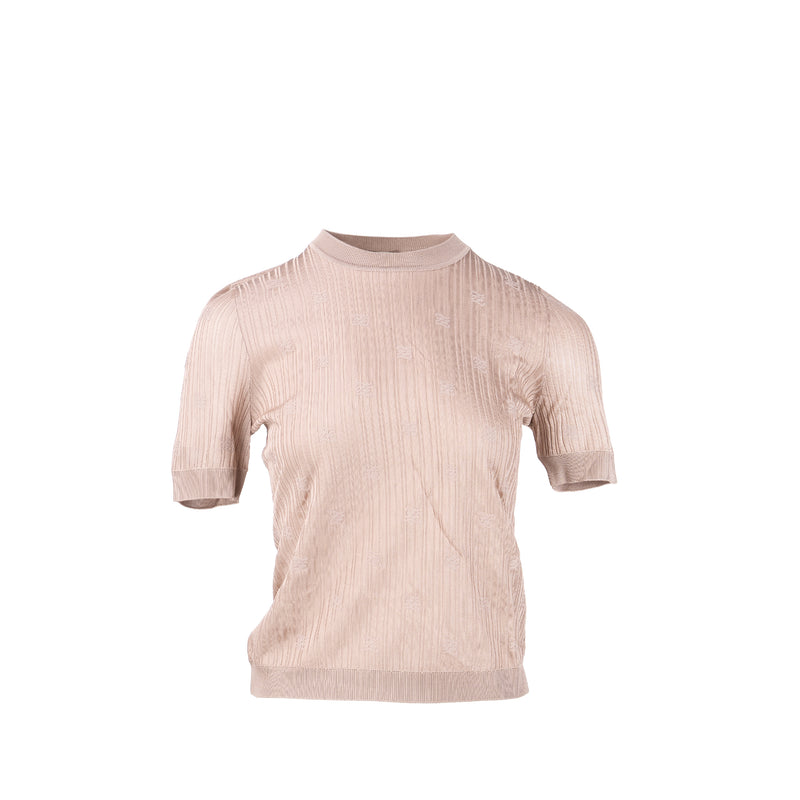 Fendi Size 38 Knit Short-sleeve Viscose Beige