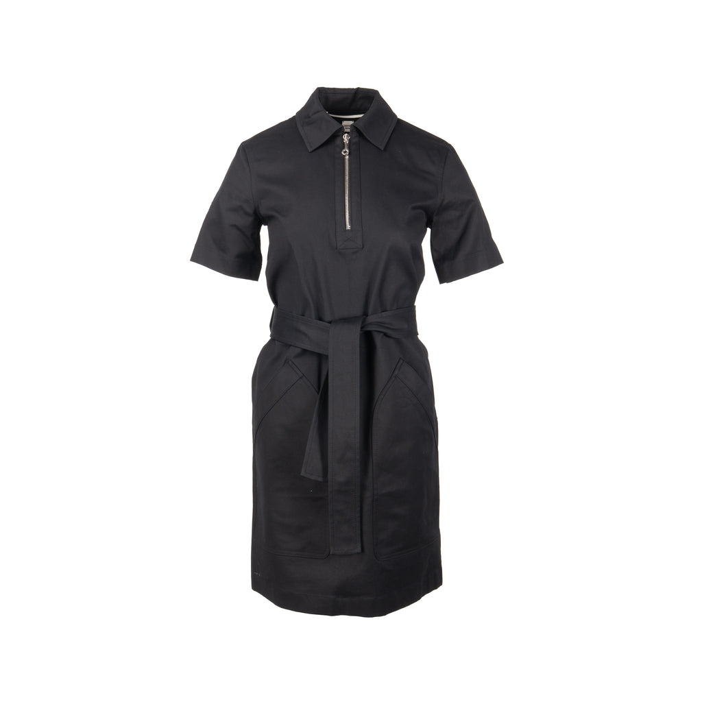 Hermes Size 34 Robe Ceinturee Dress Cotton/Elastane Black SHW