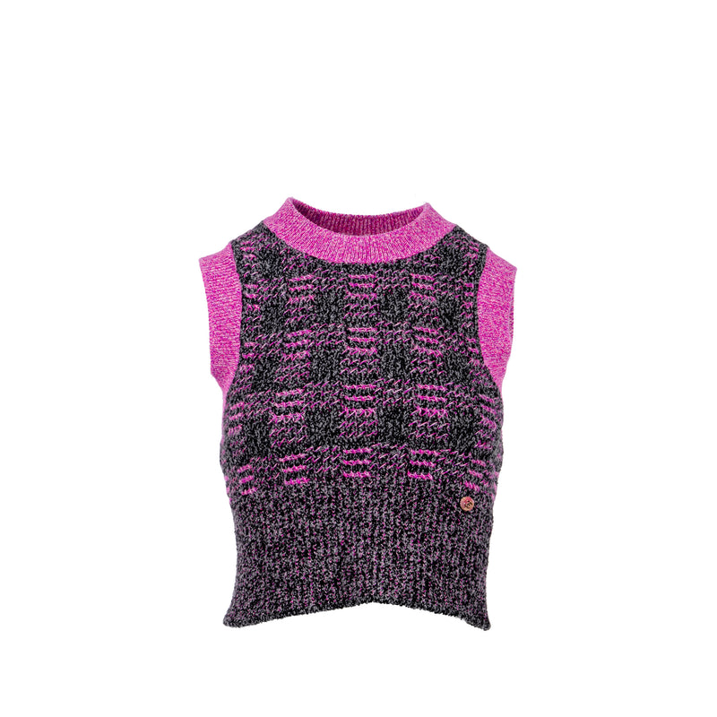 Chanel Size 34 Knitted Vest Cashmere /Wool Purple /Multicolour