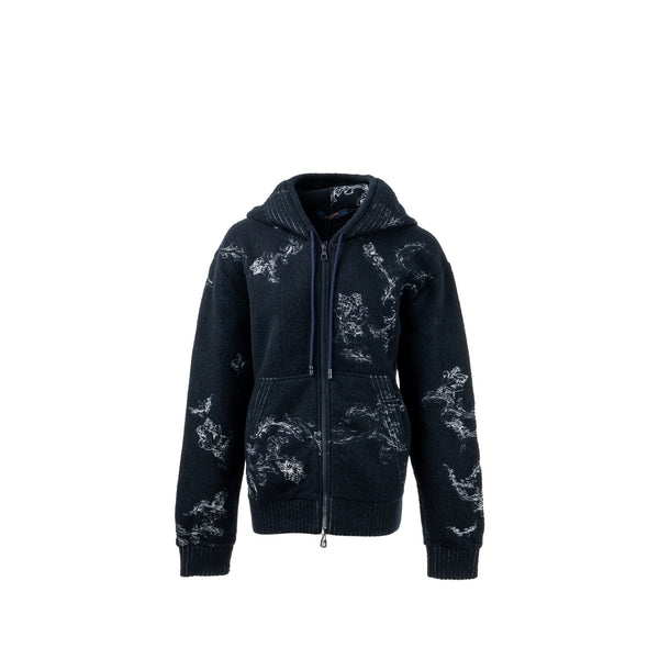 Louis Vuitton size M 2020-21FW printed zip hoodie dark blue