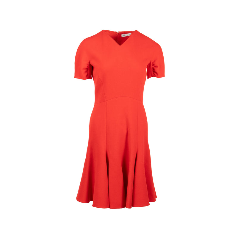 Dior Size 36 A-line Dress Wool Red