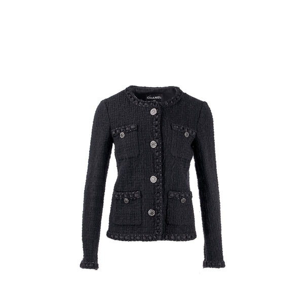 Chanel Size 38 La Petite Veste Noire Wool Jacket Black