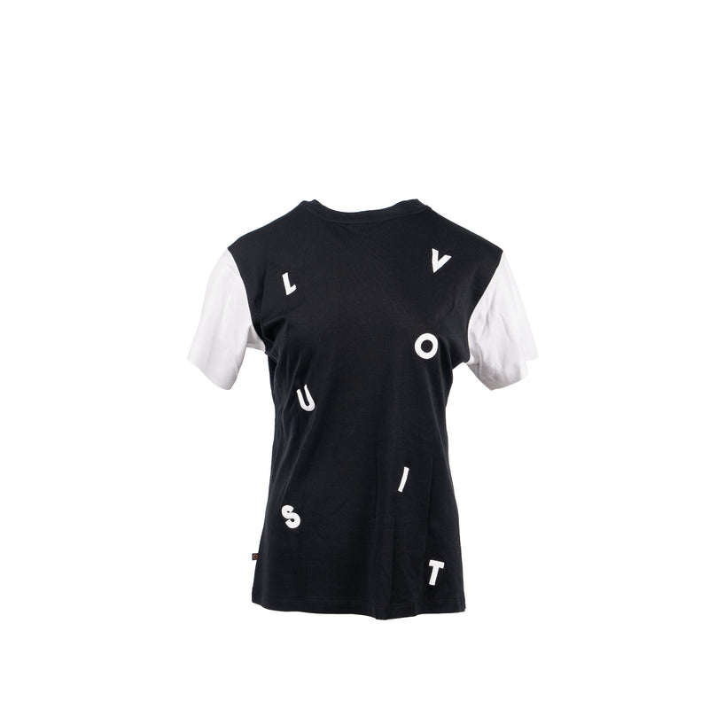 Louis Vuitton Size S Color Block Logo Embroidered Cotton Black/White