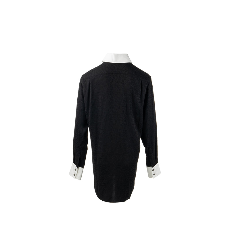 Chanel 21k Size 36 cc logo printed Tunic / Shirt Silk Black/White