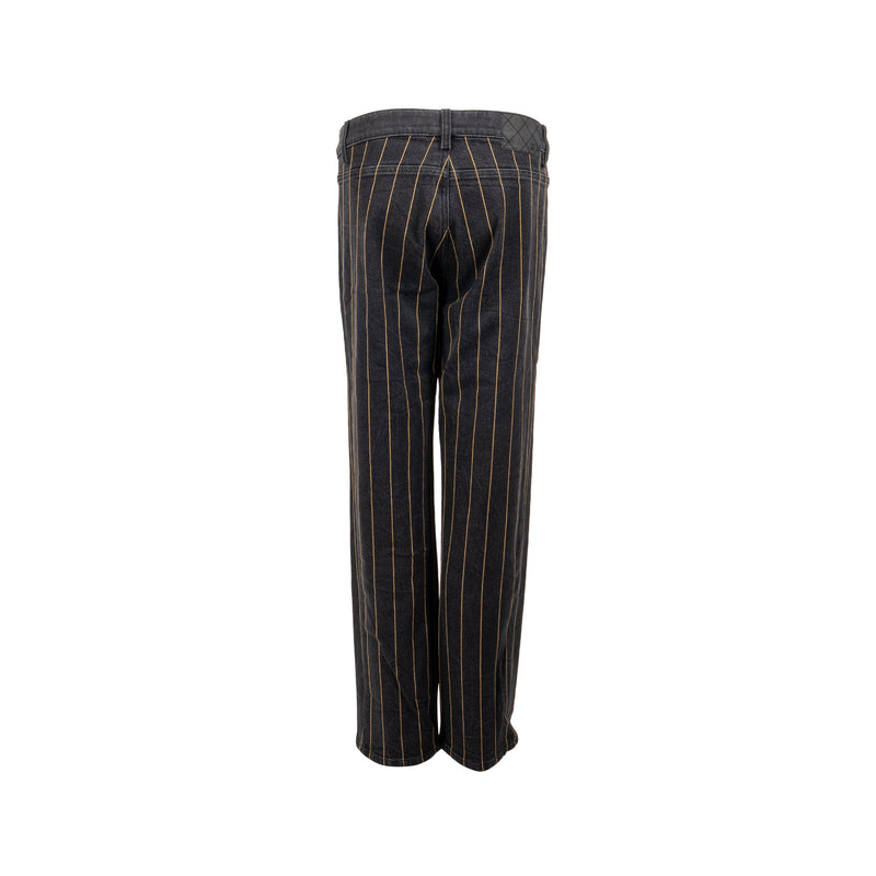 Chanel size 40 gold striped jeans pants cotton/elastane black