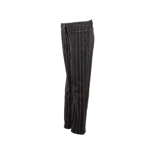 Chanel size 40 gold striped jeans pants cotton/elastane black