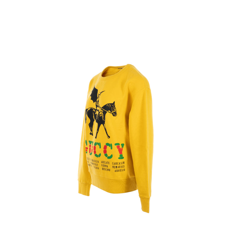 Gucci Size S Winged Knight GUCCY Sweatshirt Cotton Yellow/Multicolour