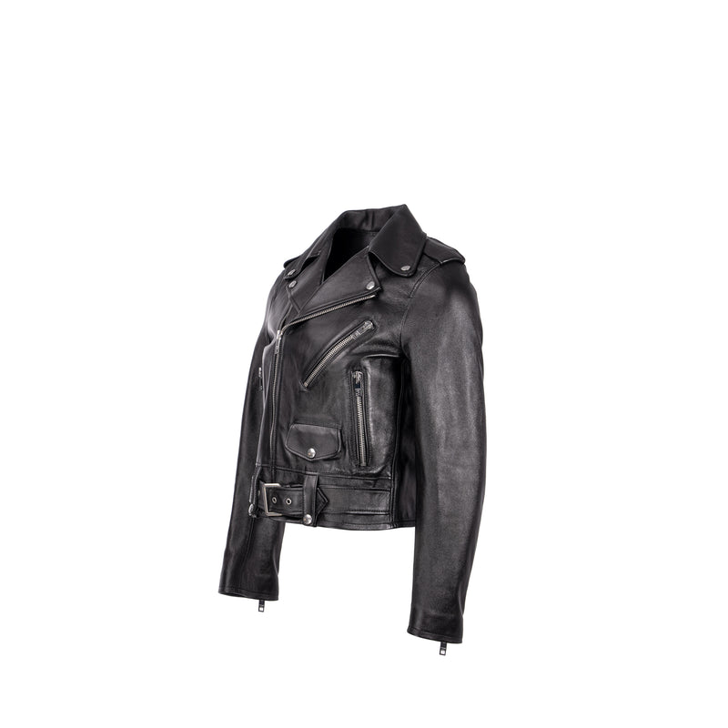 CELINE Size 38 Classic Biker Jacket Lambskin Black