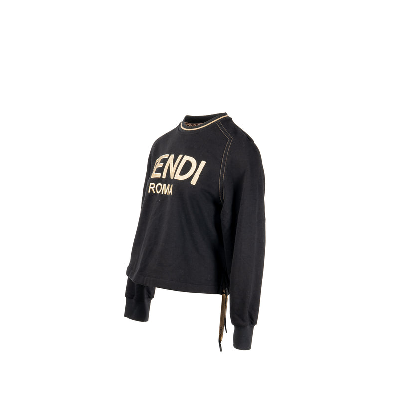 Fendi Size S Fendi Roma Sweatshirt with Ribbon Cotton Black/Gold