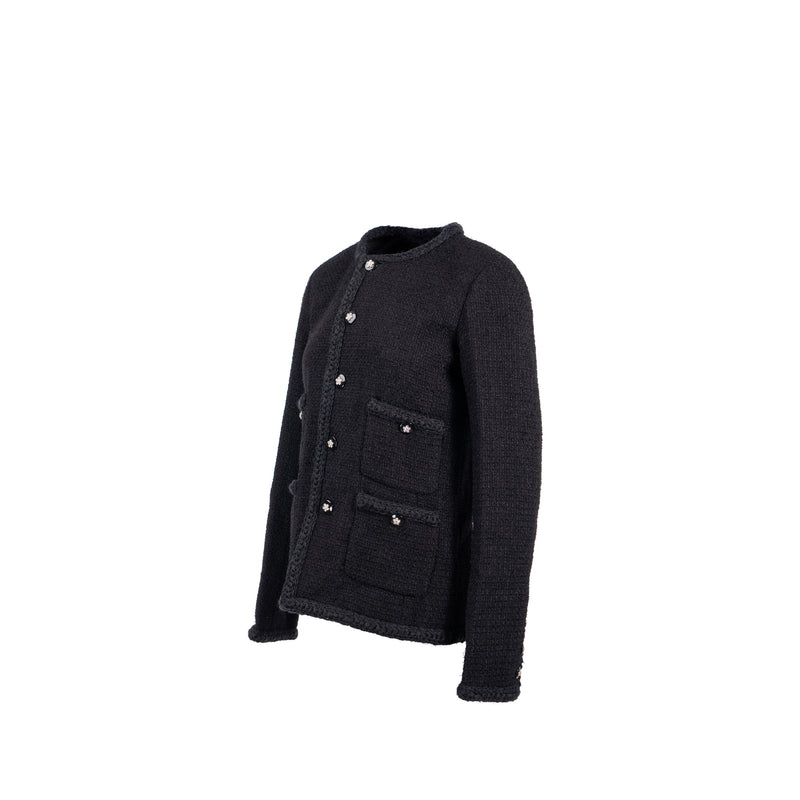 Chanel Size 38 Tweed Jacket Wool/Polyamide Black