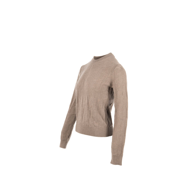 Hermes Size 38 H Long-sleeve Sweater Virgin Wool Gris Etoupe