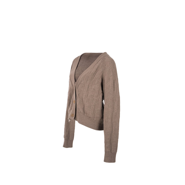 Hermes Size 36 H Pattern Cardigan Virgin Wool Grey
