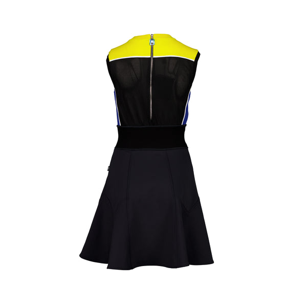Louis Vuitton Size XS A-line Sleeveless Dress Black/Yellow/Blue Style Code:1A8LAG