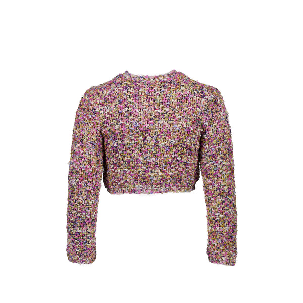Chanel 21p Size 34 Cardigan Cotton/Silk/Pearl Purple/Multicolour