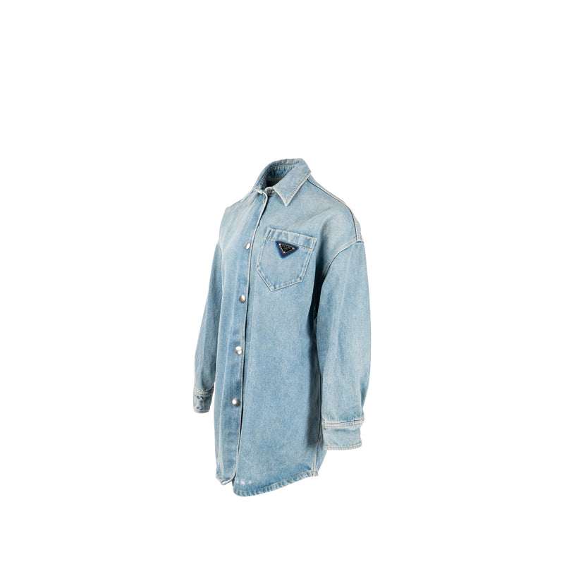 Prada size 36 oversized organic denim shirt Cotton Blue