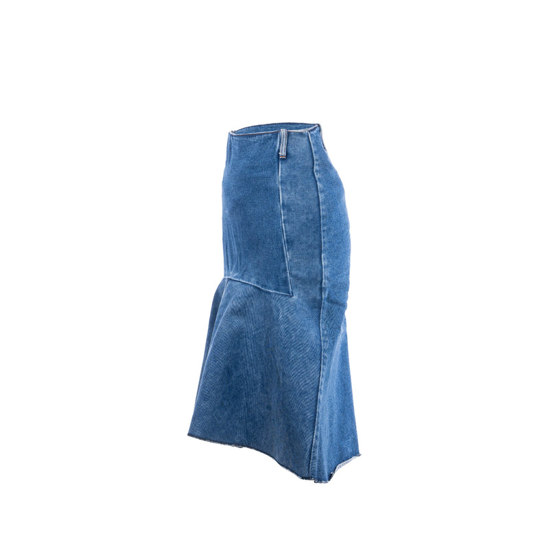 Balenciaga Size 36 Godet Peplum-style Denim Skirt Cotton Blue