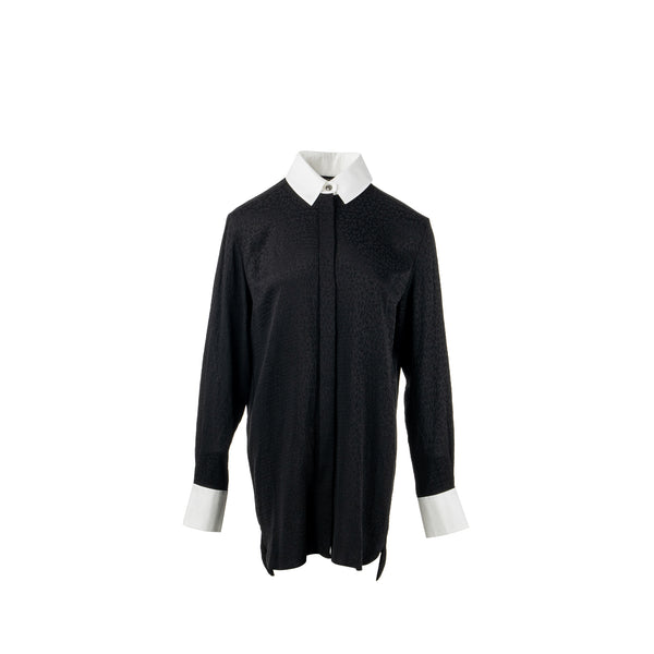 Chanel 21k Size 36 cc logo printed Tunic / Shirt Silk Black