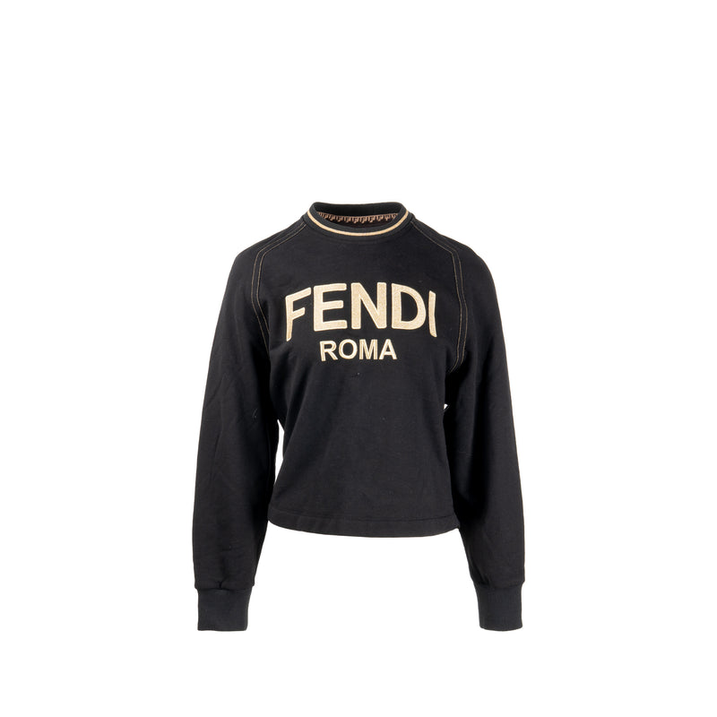 Fendi Size S Fendi Roma Sweatshirt with Ribbon Cotton Black/Gold