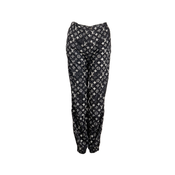 Louis Vuitton size 34 stencil-effect Monogram jogging pants Black/White Polyamide