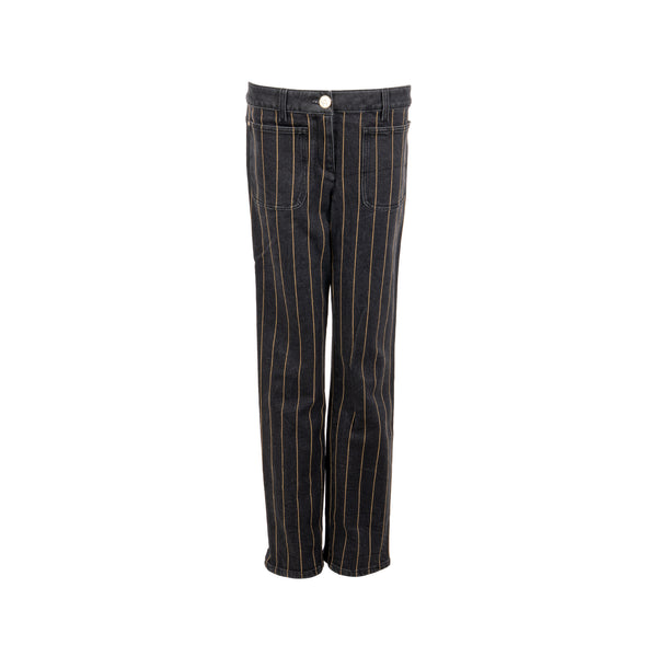 Chanel size 40 gold striped jeans pants cotton/elastane black