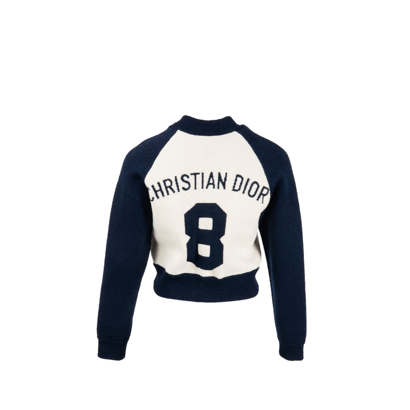 DIOR Size 34 Christian Dior 8 Bomber Knit Jacket Virgin Wool-Blend Ecr