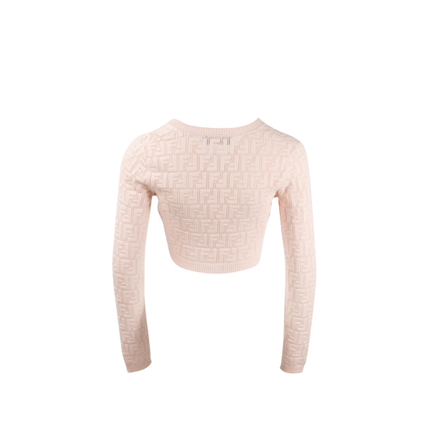 Fendi Size 36 Naomi Cropped Cardigan Viscose Pink