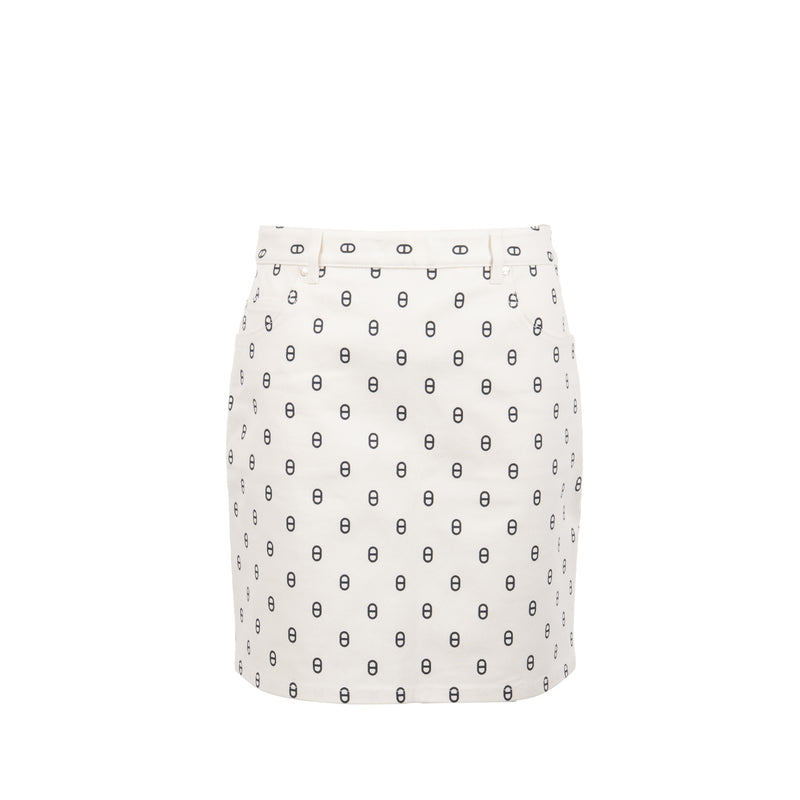 Hermes size 36 chaine D’ancre denim jacket/skirt cotton white/black SHW (sell in a set)